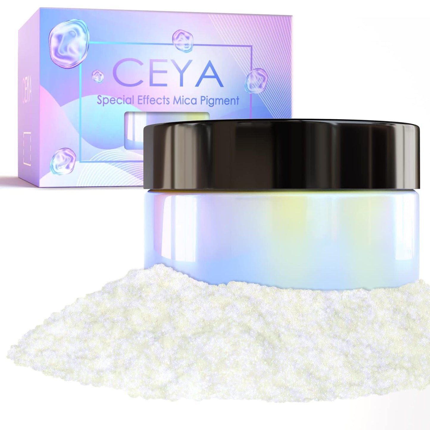 Ceya Interference Mica Powder, 1.8oz/ 50g Ghost Sapphire Chrome Nail Powder, Cosmetic Grade Pearlescent Effect Color Shift Pigment for Epoxy Resin, Makeup Shimmer, Nail Polish, Soap Candle Making