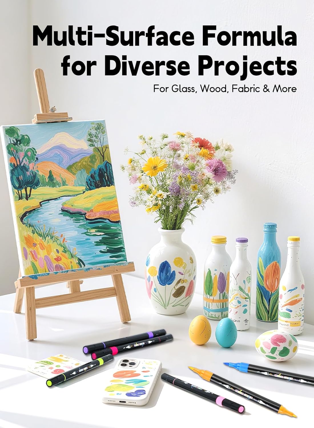 30 Colors Acrylic Paint Pens, Dual Tip Acrylic Paint Markers with Brush and Fine Tips for Kids and Adults, Wood, Canvas, Stone, Rock Painting, Glass, Ceramic Surfaces, DIY Crafts Making