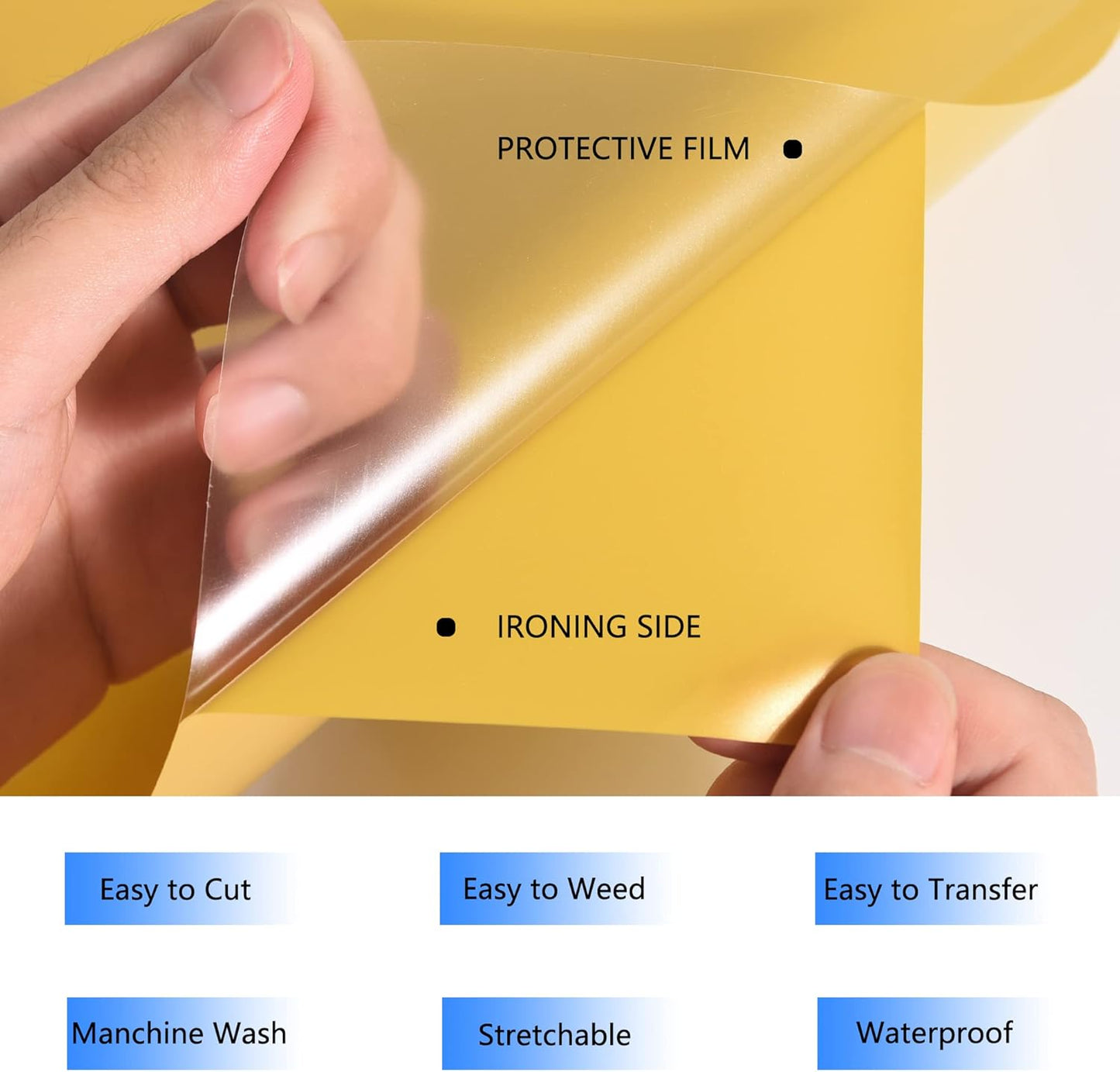 HTV Iron on Vinyl 12 Inch by 25ft Roll - Heat Transfer for T-Shirt, Easy to Cut & Weed for All Cutter Machines (Golden)