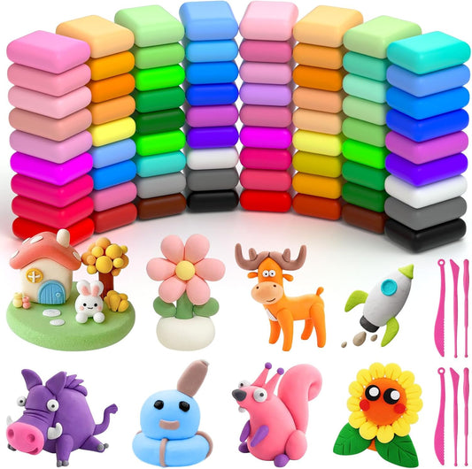 Ainiv Air Dry Clay Kit, 72 Colors DIY Model Magic Clay for Kids, Modeling Clay with 6 Sculpting Tools, Safe and Non-Toxic, Ultra Light Arts and Crafts Kits for Boys Girls, Best Gifts for Kids