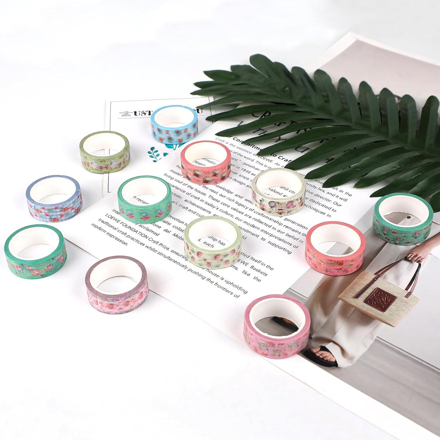 12 Rolls Tea Party Washi Tape, Afternoon Tea Decorative Tape for Scrapbooking, Bullet Journals, Planners, Party Decorations, DIY Crafts, Gift Wrapping, 16.4FT