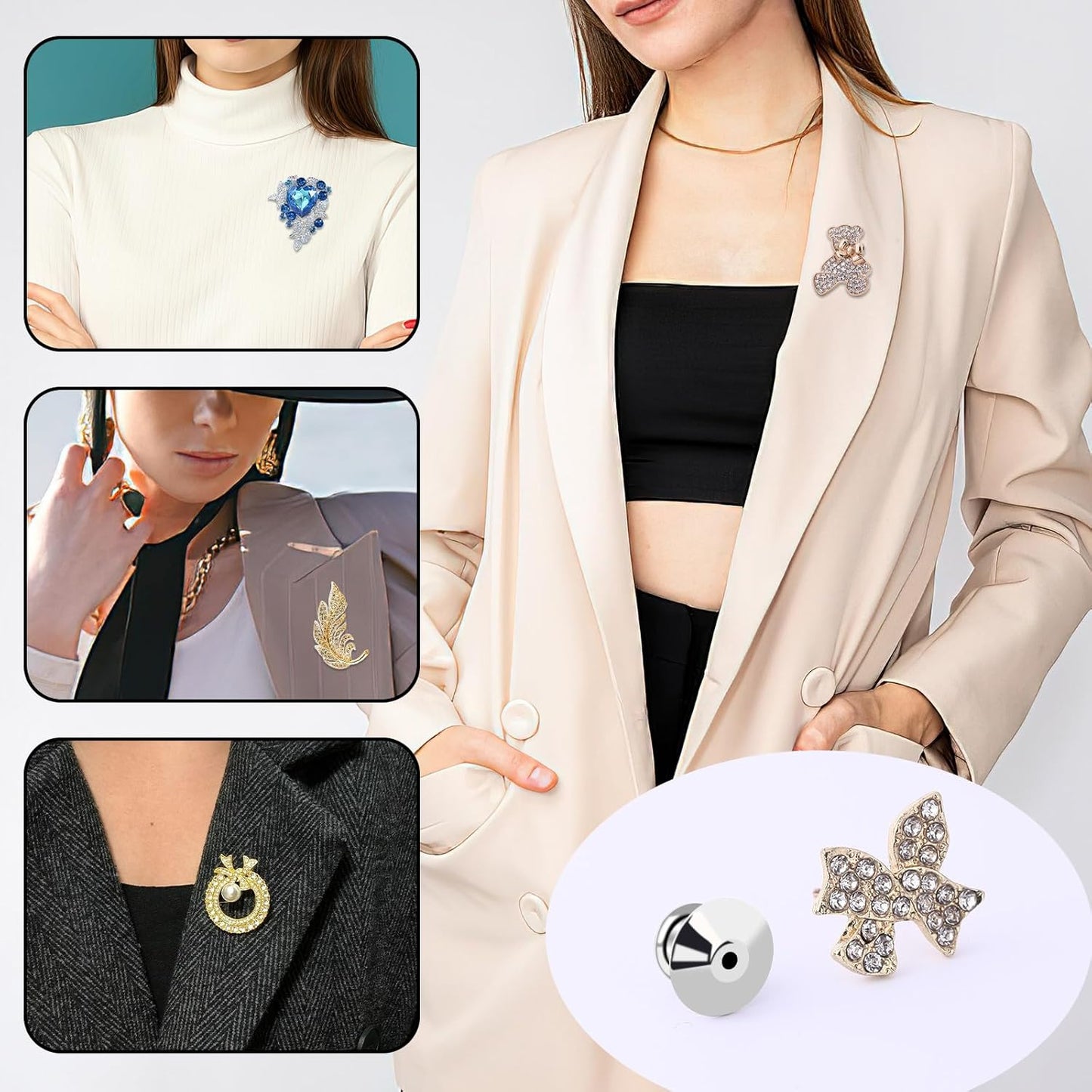 DECYOOL 20PCS Metal Locking Pin Backs, Pin Keepers Clasp Pin Backs Locking Buckles for Brooch DIY Crafts Badges Enamel Lapel Needles Pin Lock