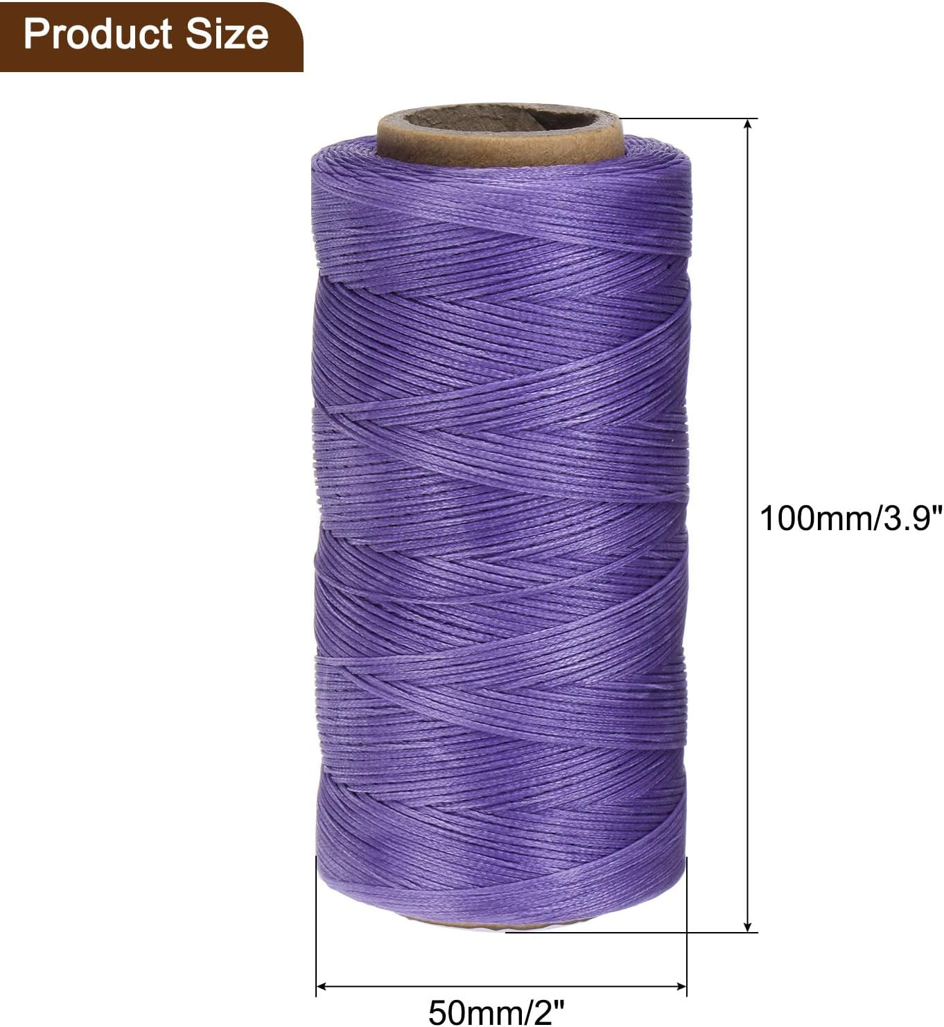 uxcell 150D 0.8mm Flat Waxed Thread 284 Yards Polyester Leather Sewing Waxed String Hand Stitching Waxed Cord for Leather Stitching Sewing Bookbinding DIY Craft Light Purple