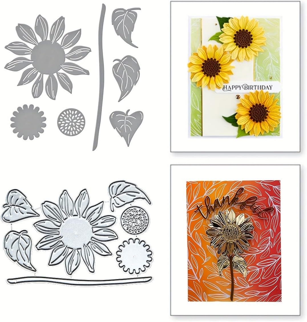 Lapoo Flowers Metal Cutting Die for Scrapbooking - Durable, Cut Stencils for DIY Scrapbook Photo Album Decorative Paper Card, Card Making Supplies, Embossing (Sunflower 3.8 x 2.7 in)