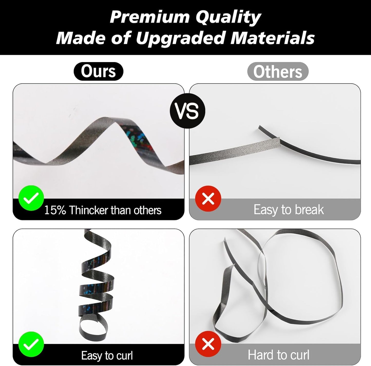 500 Yard Black Curling Ribbon, Black Shiny Curling Ribbons for Gift Wrapping, Thin Craft Balloon Ribbons String for Balloons, Gift Wrap Bows Ribbon for Birthday Party Christmas Halloween Decorations