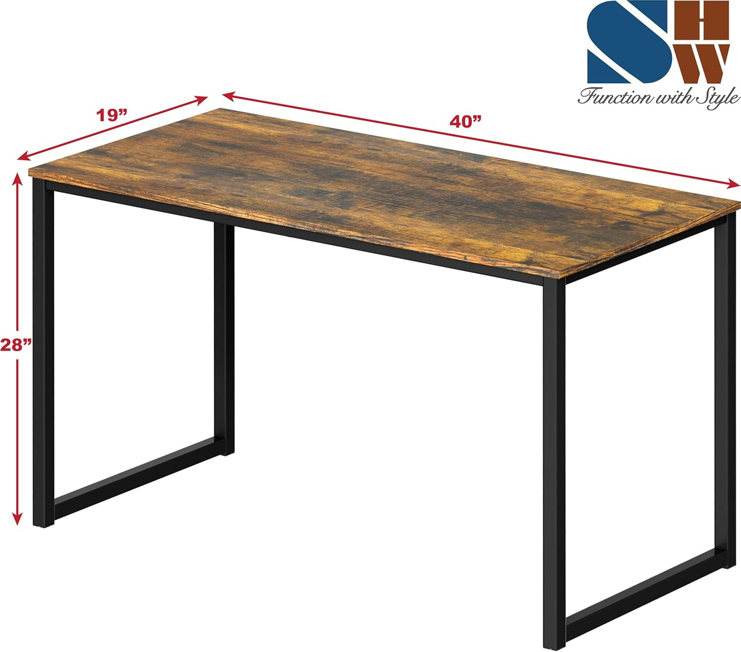 SHW Mission 40-Inch Home Office Computer Desk, Rustic Brown