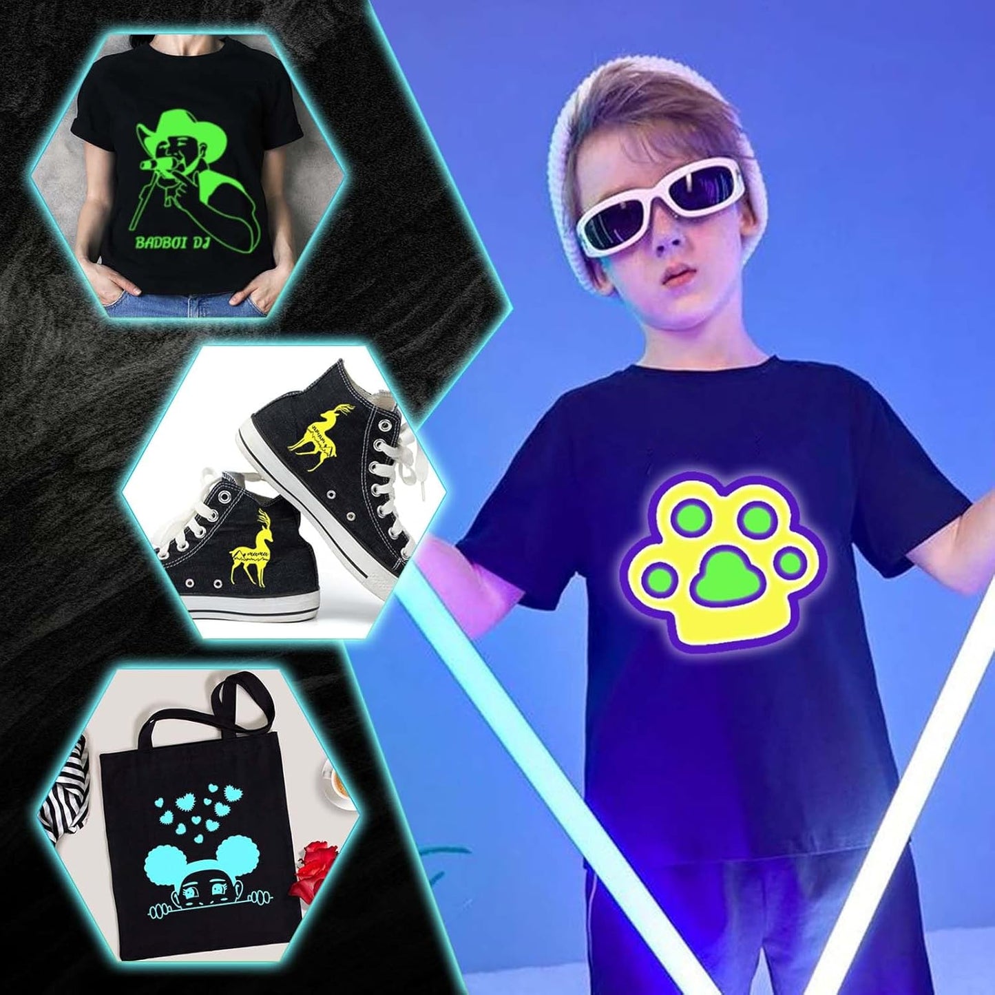 HTVRONT Neon Heat Transfer Vinyl Bundle - 8 Rolls 12in * 3ft Iron on Vinyl for T-Shirts, Green & Orange Neon HTV Easy to Cut & Weed, Compatible with Cricut or Silhouette Cameo