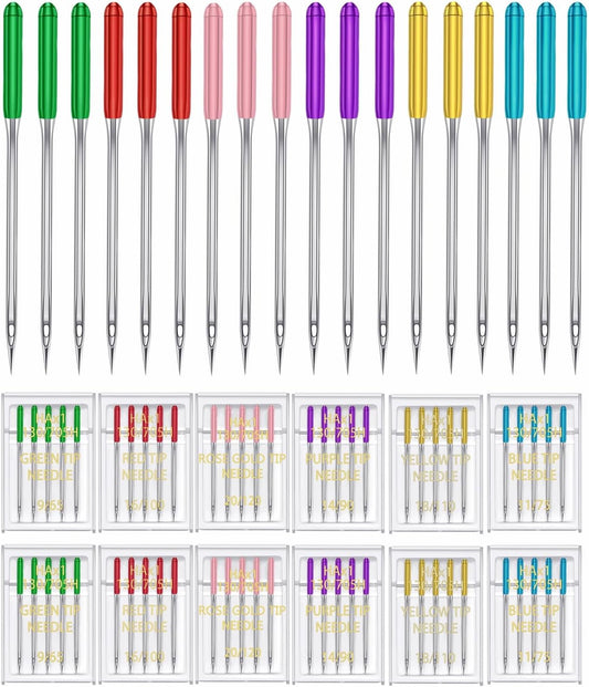 HONEYSEW 60 Pieces Sewing Machine Needles Universal Regular Point Machine Needles for Home Sewing Machine Compatible with Singer, Brother and Old Sewing Machine (Mix Color, 6 Sizesx10PCS-60PCS)