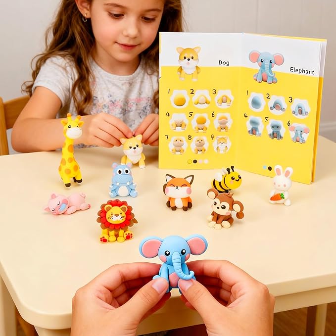 Air Dry Clay for Kids,12 Animal Modeling Clay for Kids,Arts and Crafts,Non-Toxic Air Dry Clay Animal Kit with Sculpting Tools, DIY Christmas Gift for Girls and Boys Christmas Crafts