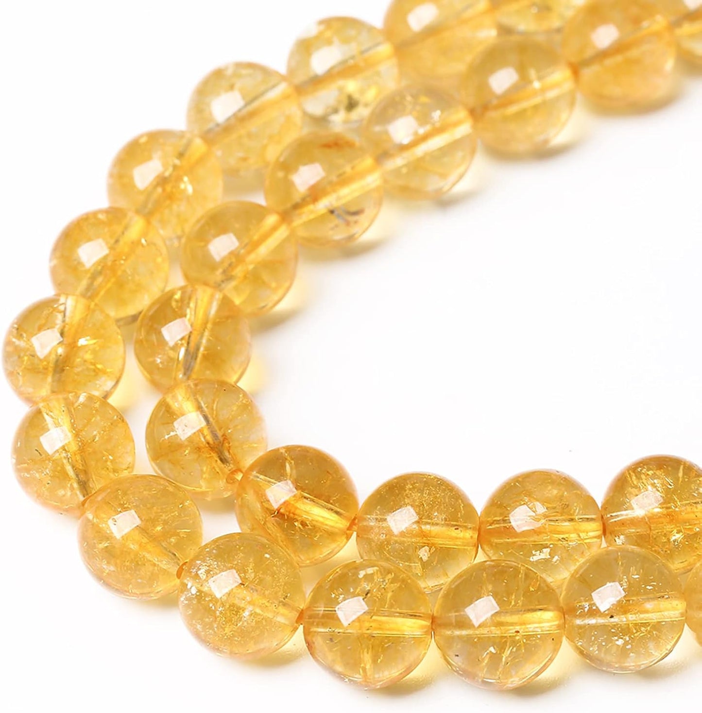 72Pcs 10mm Natural Citrine Beads for Jewelry Making Yellow Crystal Quartz Round Loose Beads DIY Bracelet Necklace Earrings 32" 2 Strands