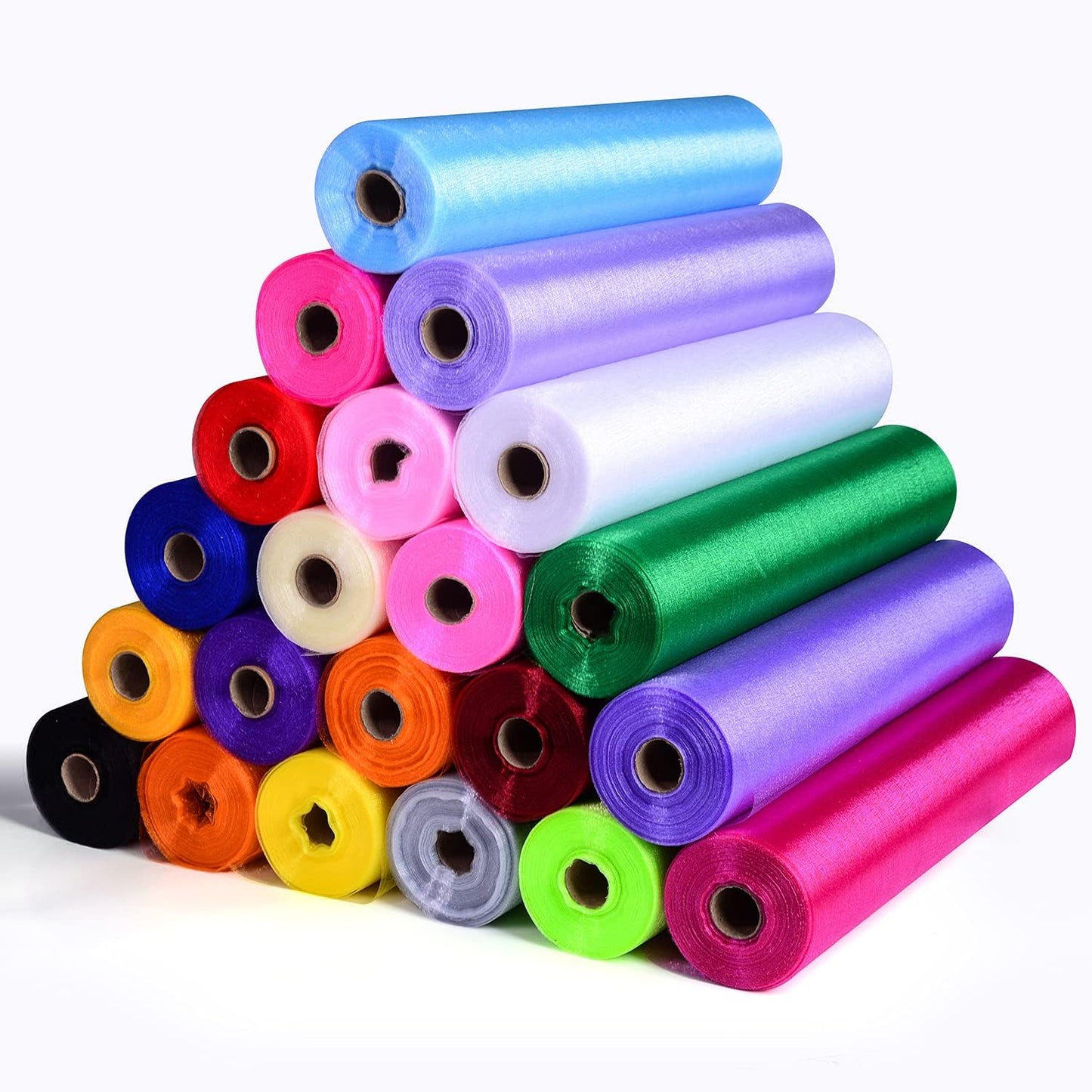 Crystal Organza Fabric Tulle - 16" by 50 Yards Sheer Fabric for Wedding Party Decoration Bridal Shower Tutu Roll Netting Spool Ribbon Wrapping (Pink)