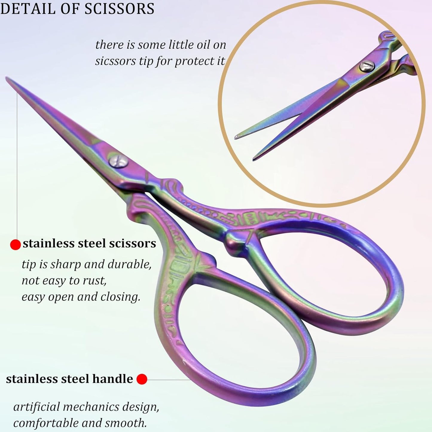 BIHRTC Sewing Embroidery Scissors with Cover Tassel Sharp Stainless Steel Tip Scissor Dressmaker Shears Crane Sewing Scissors for Thread Cross-stitch DIY Artwork Housework