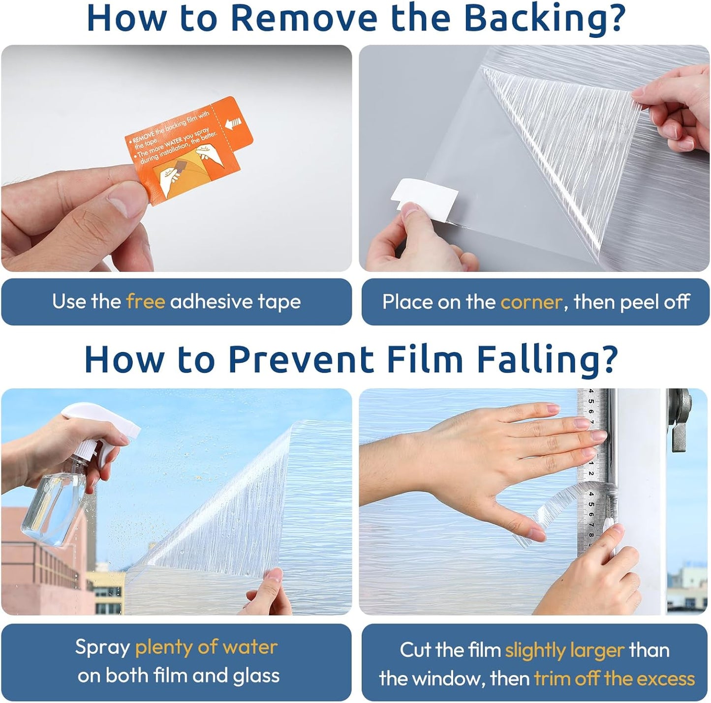 rabbitgoo Window Privacy Film Frosted Glass Film Removable Vinyl Door Coverings UV Blocking Decorative Static Cling Non-Adhesive Window Clings Sticker for Home Decor, 35.4 x 157.4 Inches