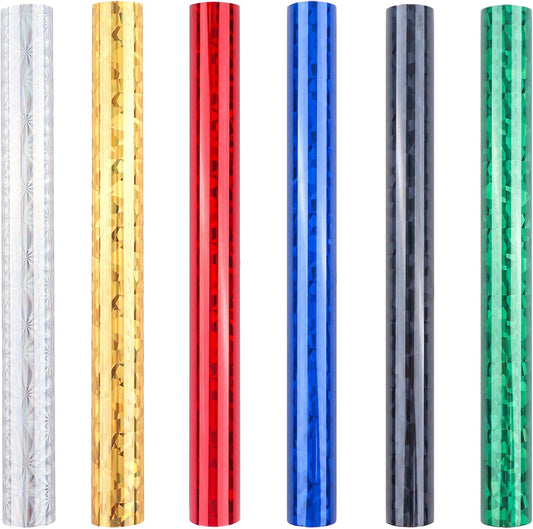 CYFUN DESIGN Transfer Foil Rolls Kit for Foil Transfer, 6 Assorted Colors, 5in x 9.84ft Long, Hot Stamping Machine,DIY Scrapbooking Cardstock Decor