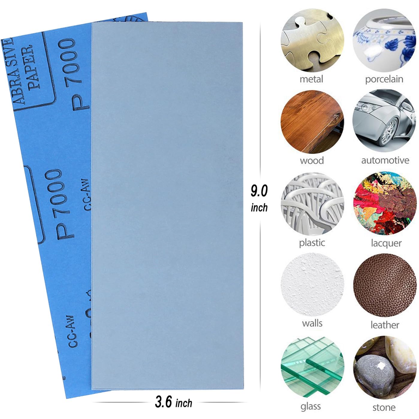 9x3.6 inch Sandpaper, 30 Sheet 7000 Grit Wet and Dry Sand Paper, Detail Fine Precision Abrasive Pads Sander Sheets Paper for Automotive Sanding, Wood Turing Finishing, Metal Furniture Polishing