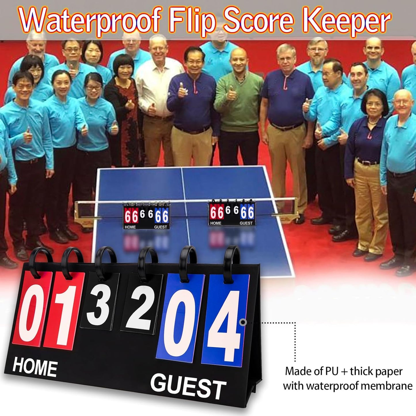 Flip Scoreboard Tabletop Score Flipper, Football Portable Scoreboard, Flip Score Keeper, Outdoor Score Flip Cards for Basketball Volleyball Tennis Sports - 6 Digits Scoreboard