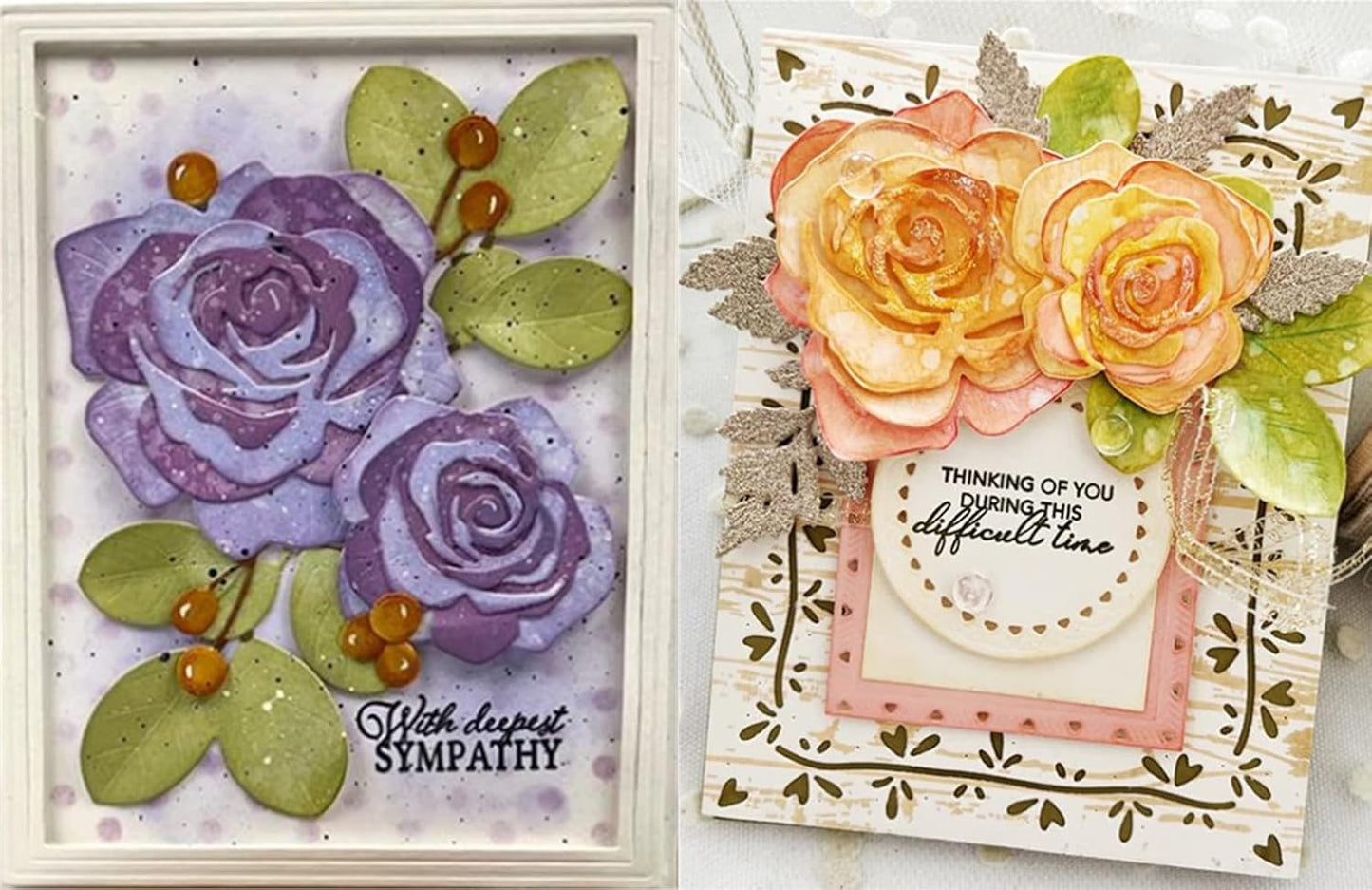 Cutting Dies Metal Stencils Scrapbooking Tools Flowers Lace Frame DIY Embossing Template for Paper Card Making Album Arts Crafts Supplies (Layer Flower B-14.5x10.3cm)