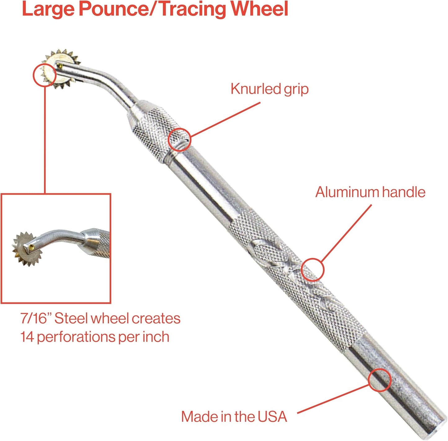 Excel Blades Pounce Wheel - 7/16-Inch Stainless Steel Tracing, Perforating, Cutting, Sewing, Quilting & Embossing Tool