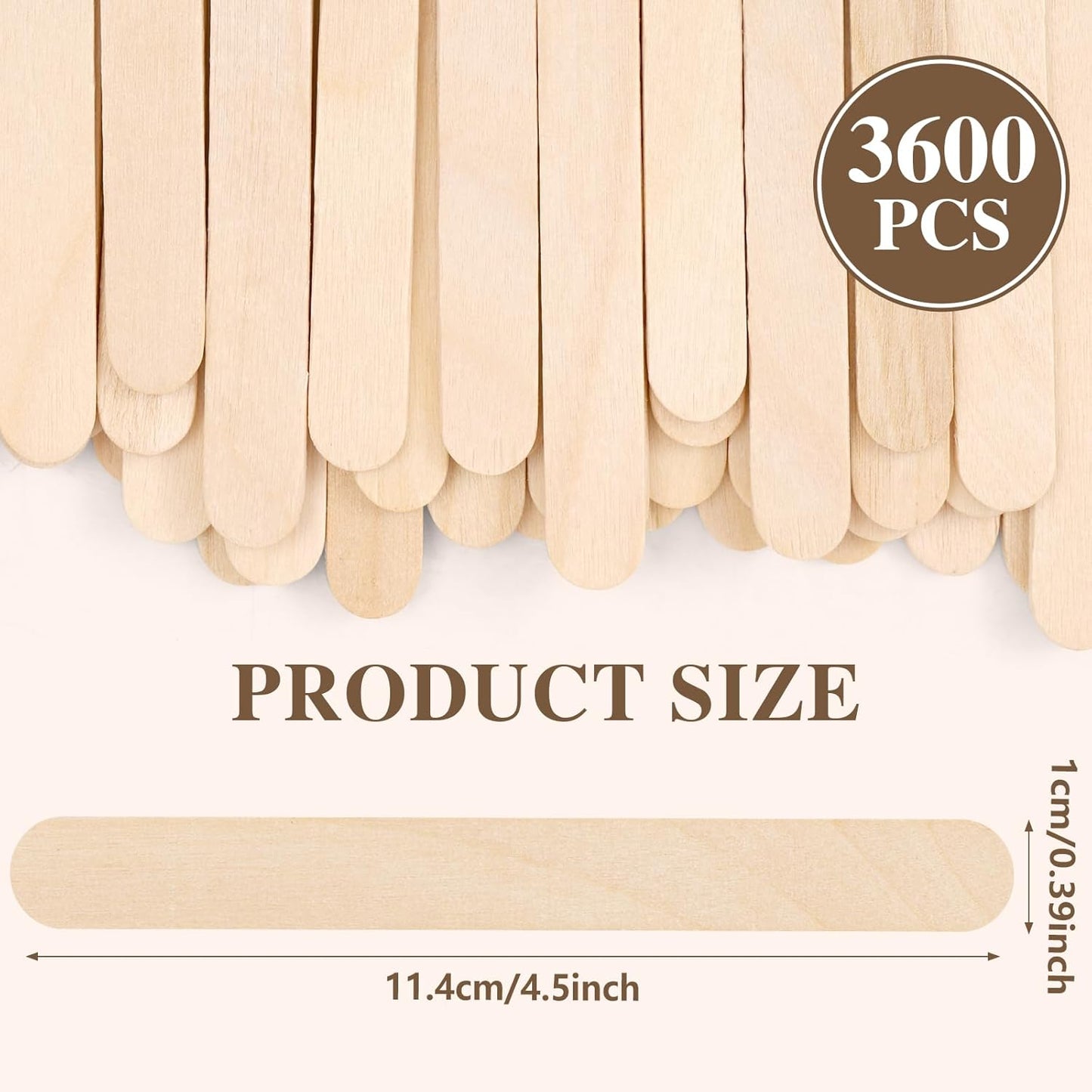 3600pcs Craft Sticks Bulk Natural Wooden Ice Cream Sticks,4.5 Inch Popsicle Sticks for Crafts,Food and Hair Remova,DIY Crafts Supplies for Home Art Projects