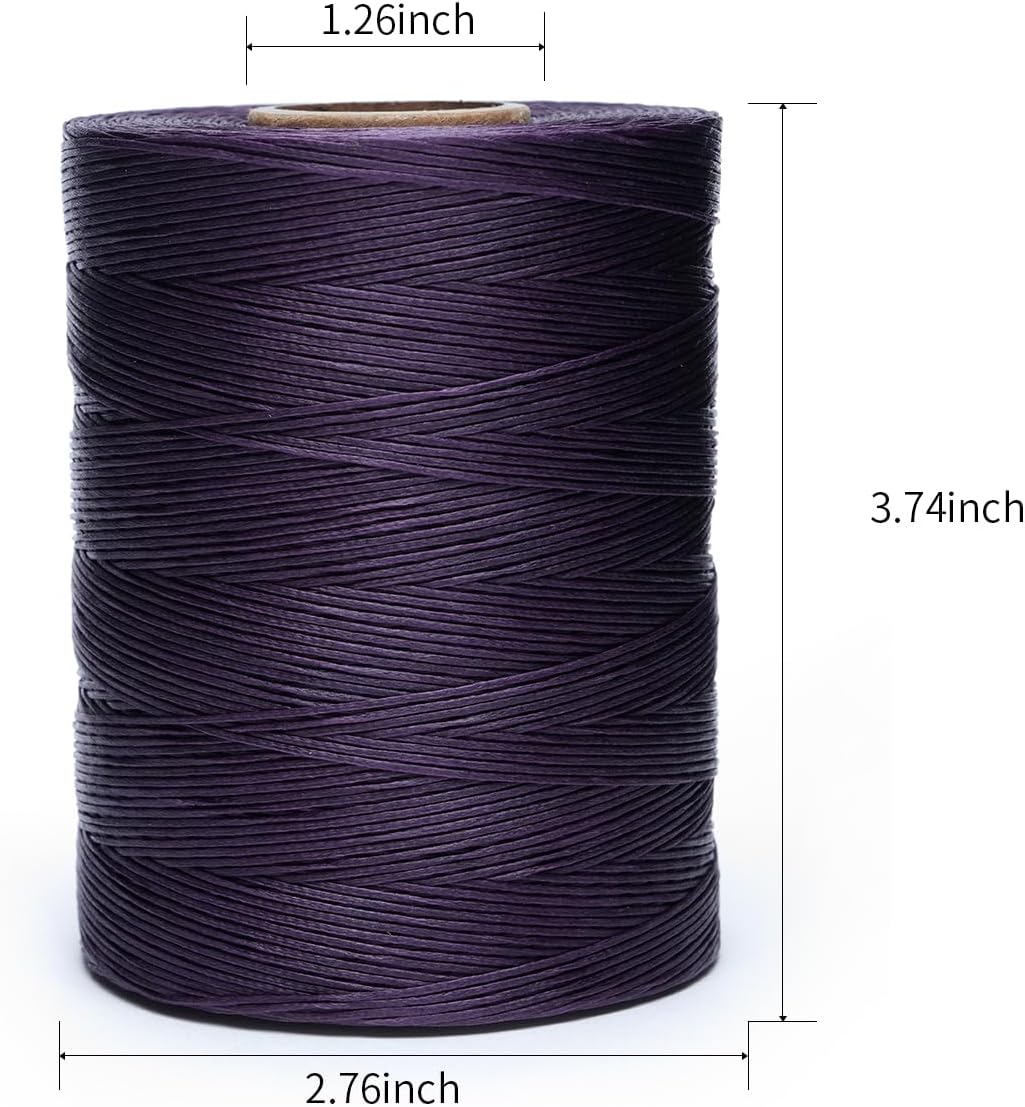 Waxed Thread,852Yards 150D 0.8mm Flat Polyester Wax Thread for Hand Sewing Leather Craft DIY Projects Shoes Repair Book Binding(Purple)