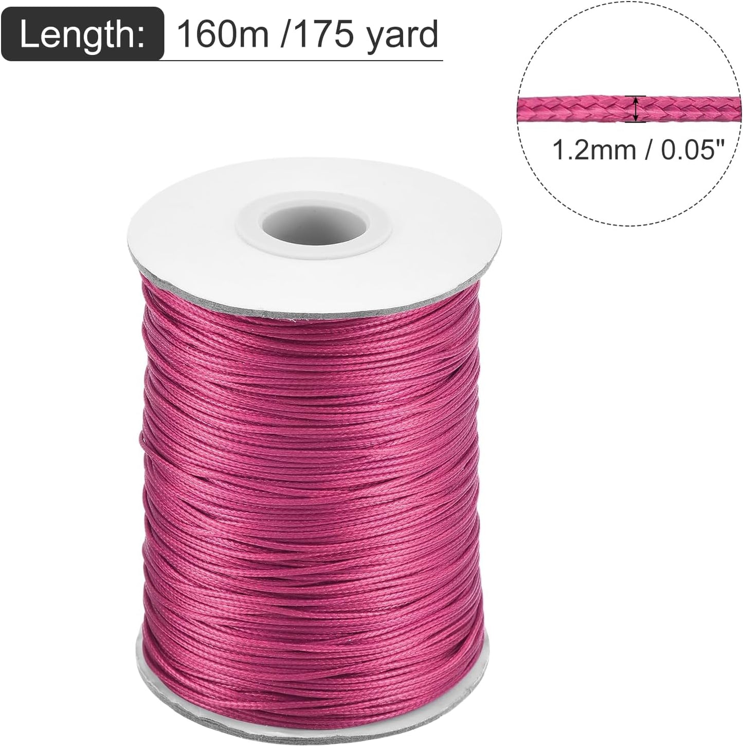 MECCANIXITY Waxed Cord 1.2mm Waxed Polyester Cord 175 Yard Wax String for Bracelet Making,Necklaces, Beading,Jewelry Making and DIY Crafts(Dark Rose Red)