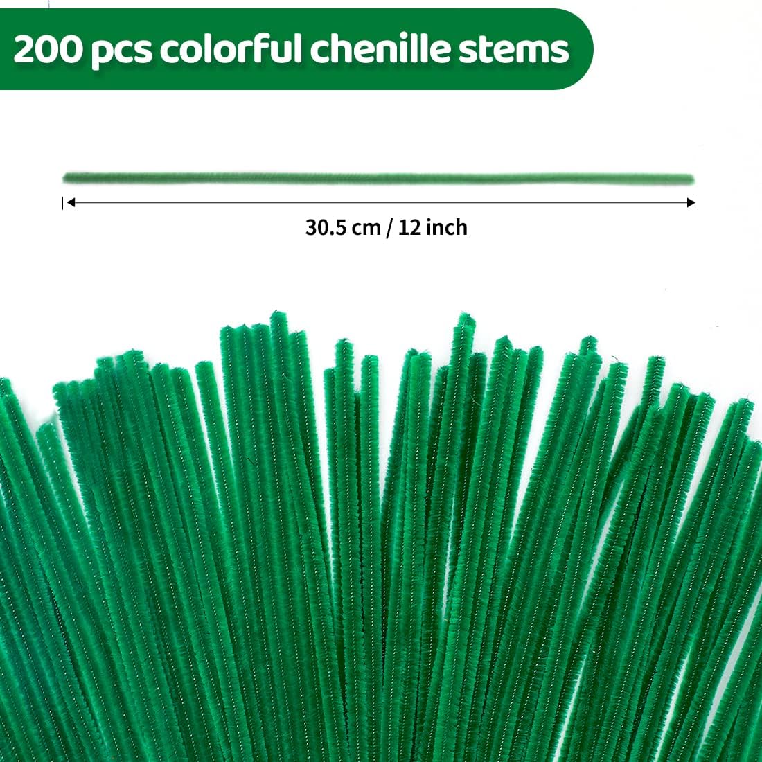 Eppingwin 200pcs Pipe Cleaners, Green Pipe Cleaners Craft Supplies,Chenille Stems for DIY Arts Crafts Project (Green)