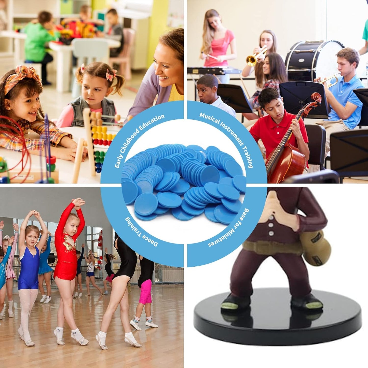 Set of 100 Opaque Plastic Learning Counters Mini Poker Chips Game Tokens with Storage Box (Deepsky Blue, 1 Inch)