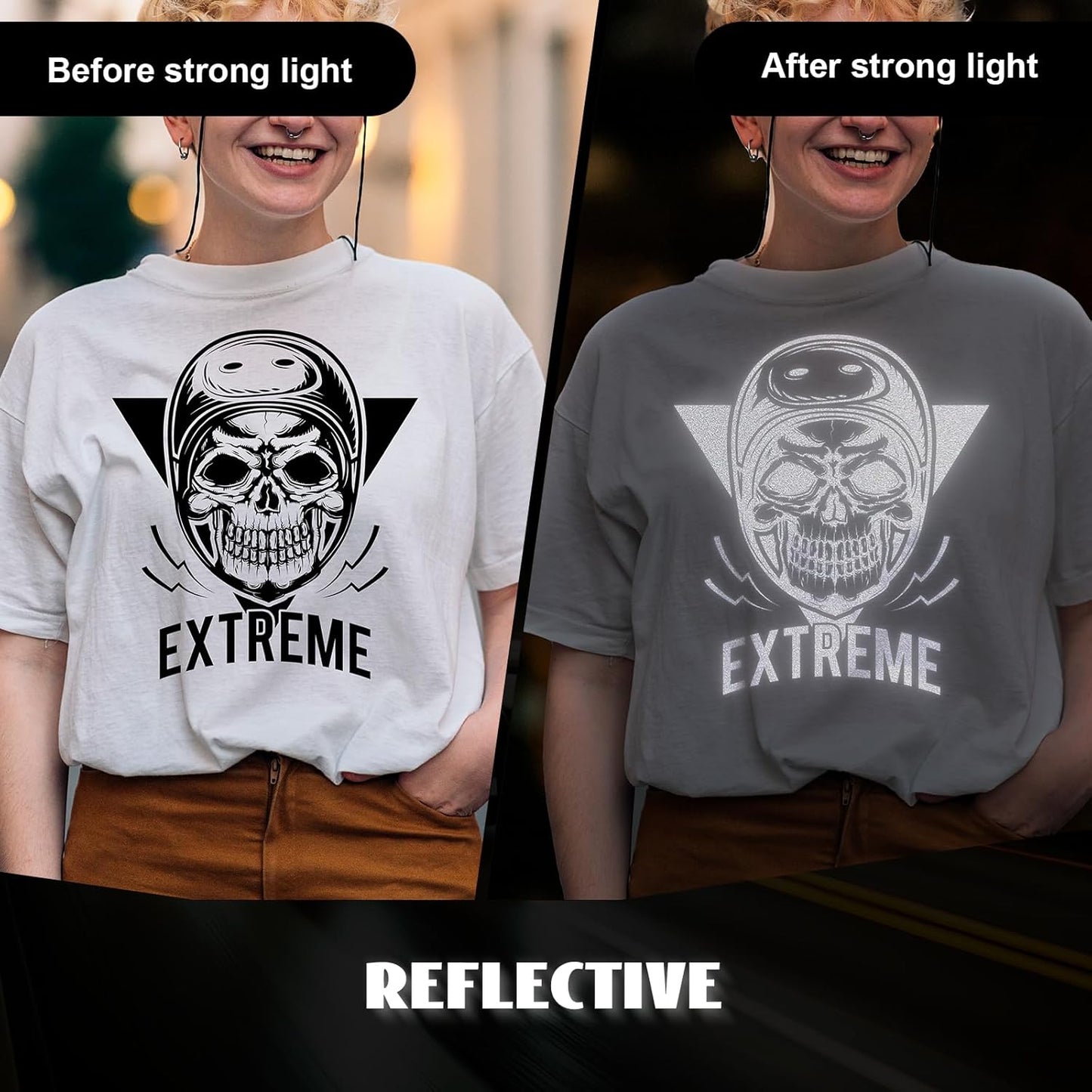 GIRAFVINYL Black Reflective Vinyl - 12" x 7' Iron on HTV for T-Shirt, Easy to Weed Heat Transfer Vinyl