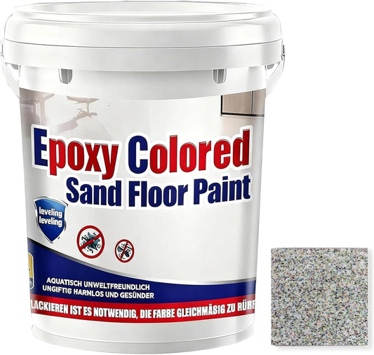 Epoxy Colored Sand Floor Paint, Epoxy Floor Paint for Concrete, High Gloss Marble Effect Coating, Waterproof Non-Slip Concrete Paints, Suitable for Indoor/Outdoor Use (Colorful,320 oz/10 kg)