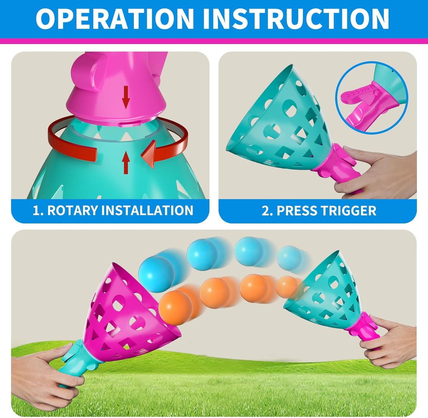 Bennol Outdoor Game Toys for Kids Boys with 20 Balls, Pop Pass Catch Ball Game Outside Toys Gifts for 3 4 5 6 7 8+ Year Old Boy Kids, Outside Outdoor Toy Gifts for Boys Ages 3-5 4-8