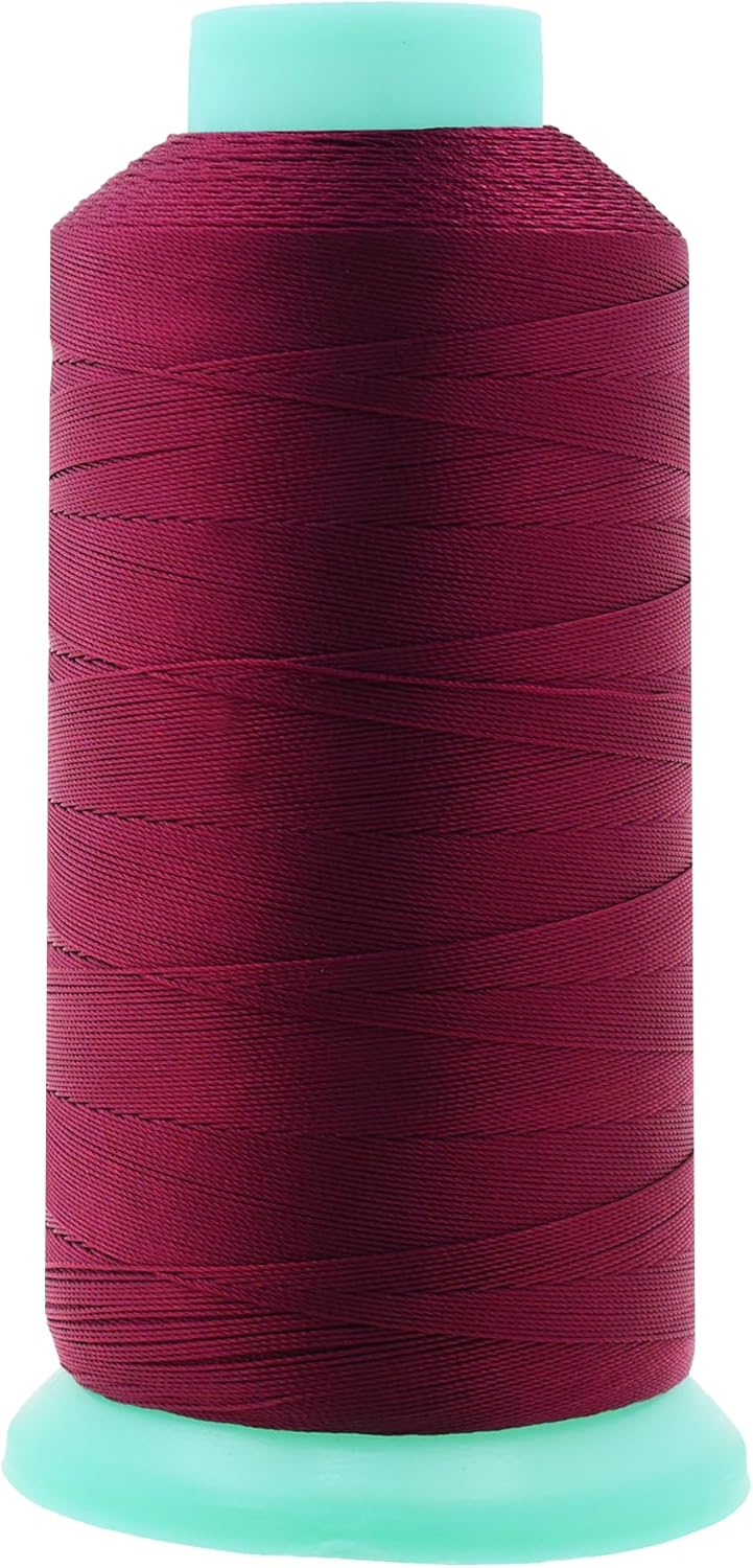 Mandala Crafts Bonded Nylon Thread Burgundy Heavy Duty Sewing Threads - 1100 YDs Size 92 280D T90 Tex 90 Thread for Leather Jeans Weaving Outdoor Marine Upholstery Threads