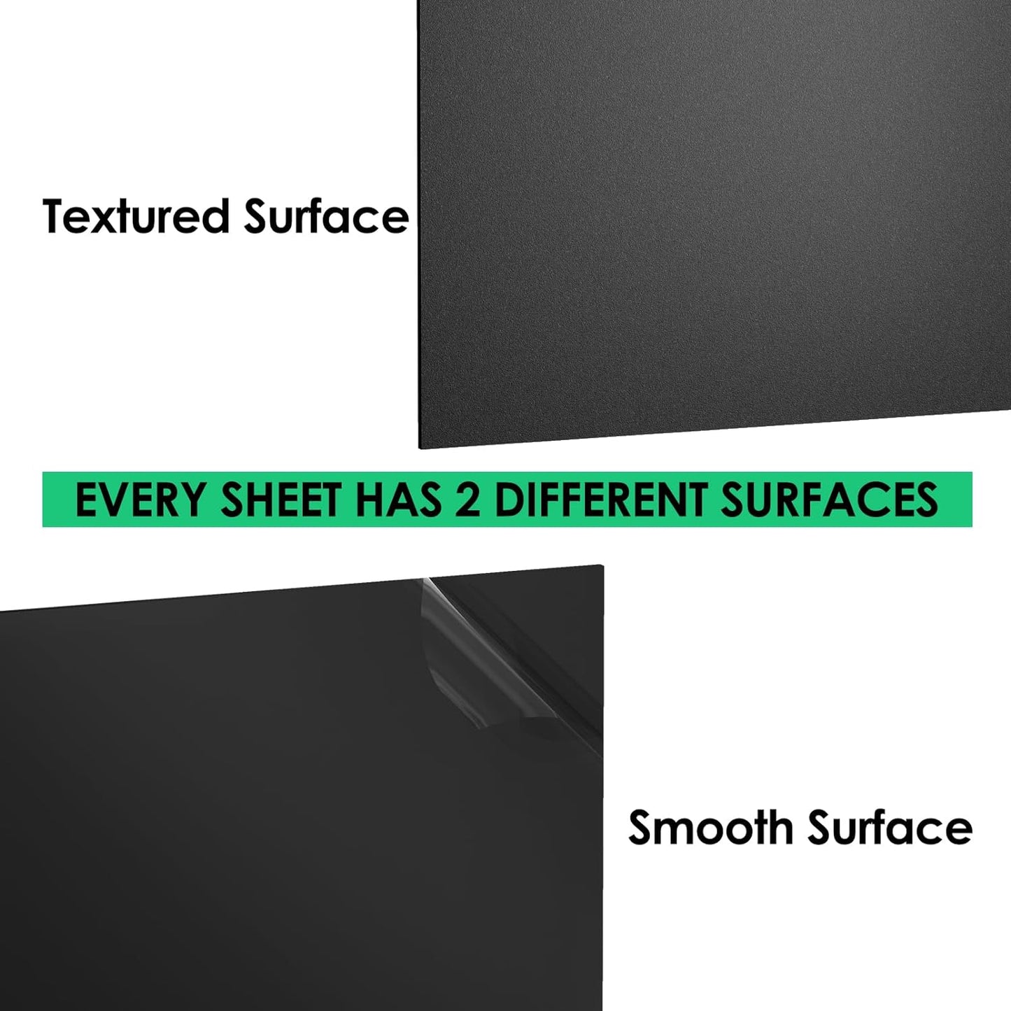 ABS Plastic Sheet 1/16" x 16" x 12", 2 Pack Black Rigid Thermoplastic Board for Crafts, DIY Projects, Dual-Surface (Textured & Smooth)