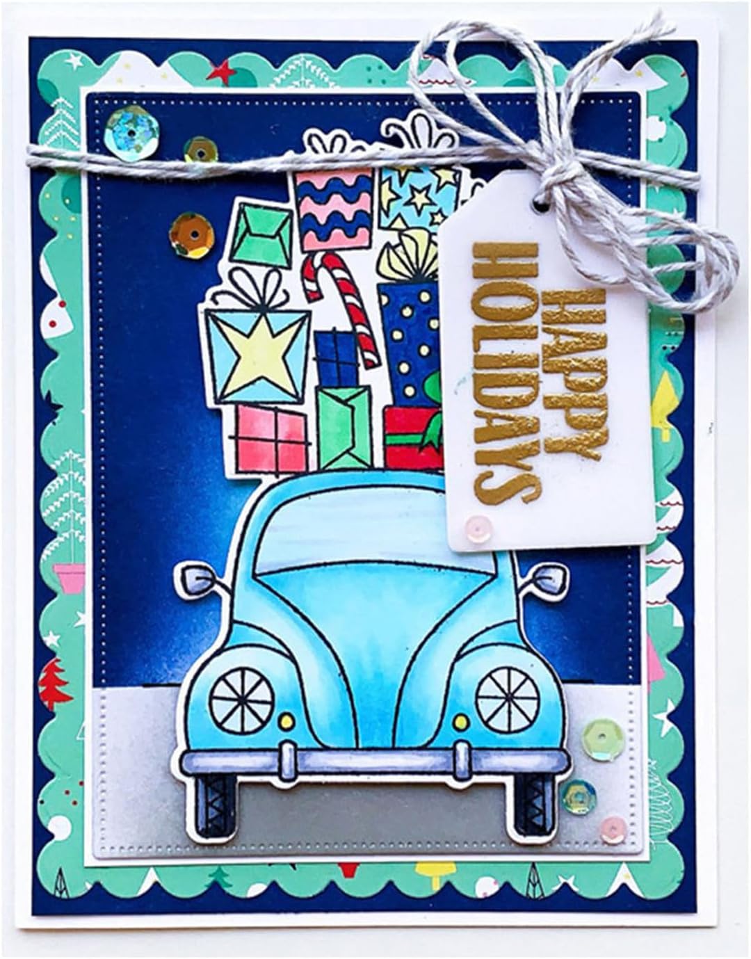 Cutting Dies Metal Stencils Scrapbooking Tools Flowers Lace Frame DIY Embossing Template for Paper Card Making Album Arts Crafts Supplies (Corrugated Rectangular Frame- 10.6x13.8cm)