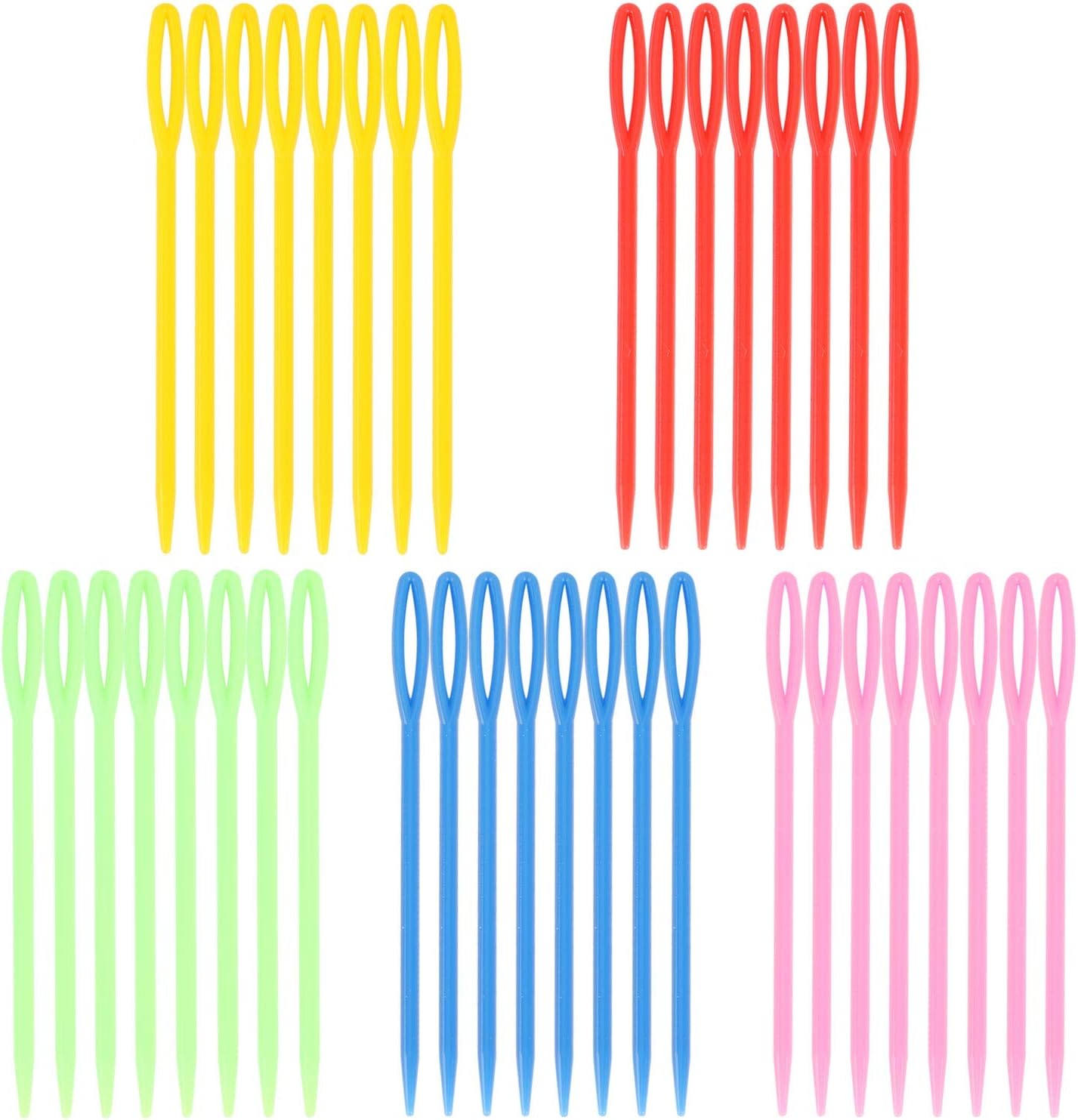 300 Piece Plastic Sewing Needle Set - Big Eye Safety Yarn & Crafting Needles - 3.54" Long - Ideal for Kids' Crochet, Darning & Handmade Projects - Random Color