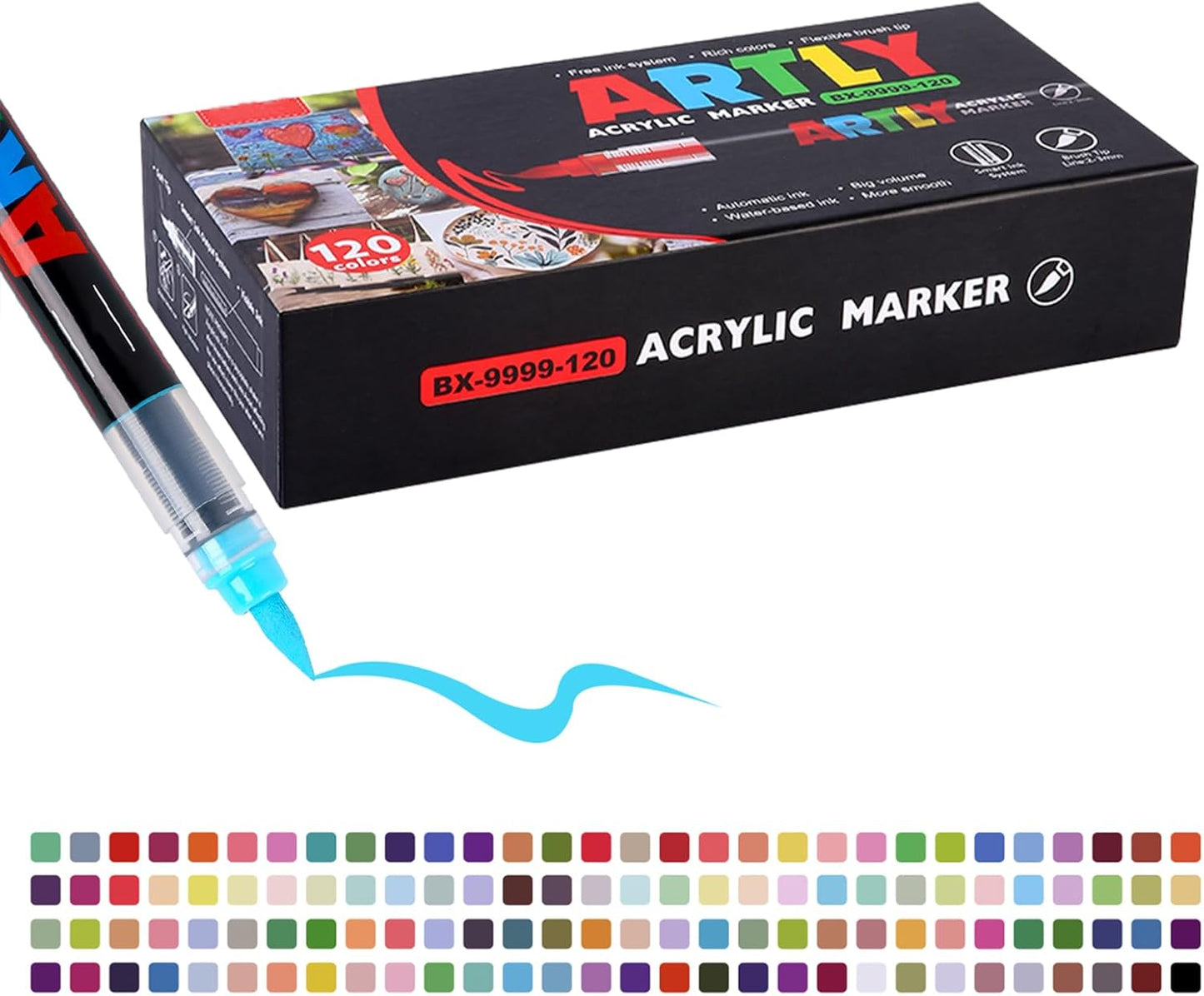 Acrylic Paint Markers, Acrylic Paint Pens, Fabric Markers for Textile, Rock, Glass, Wood, Paper, Ceramic, Canvas DIY Art Supplies Kit for Kids and Adults (120)