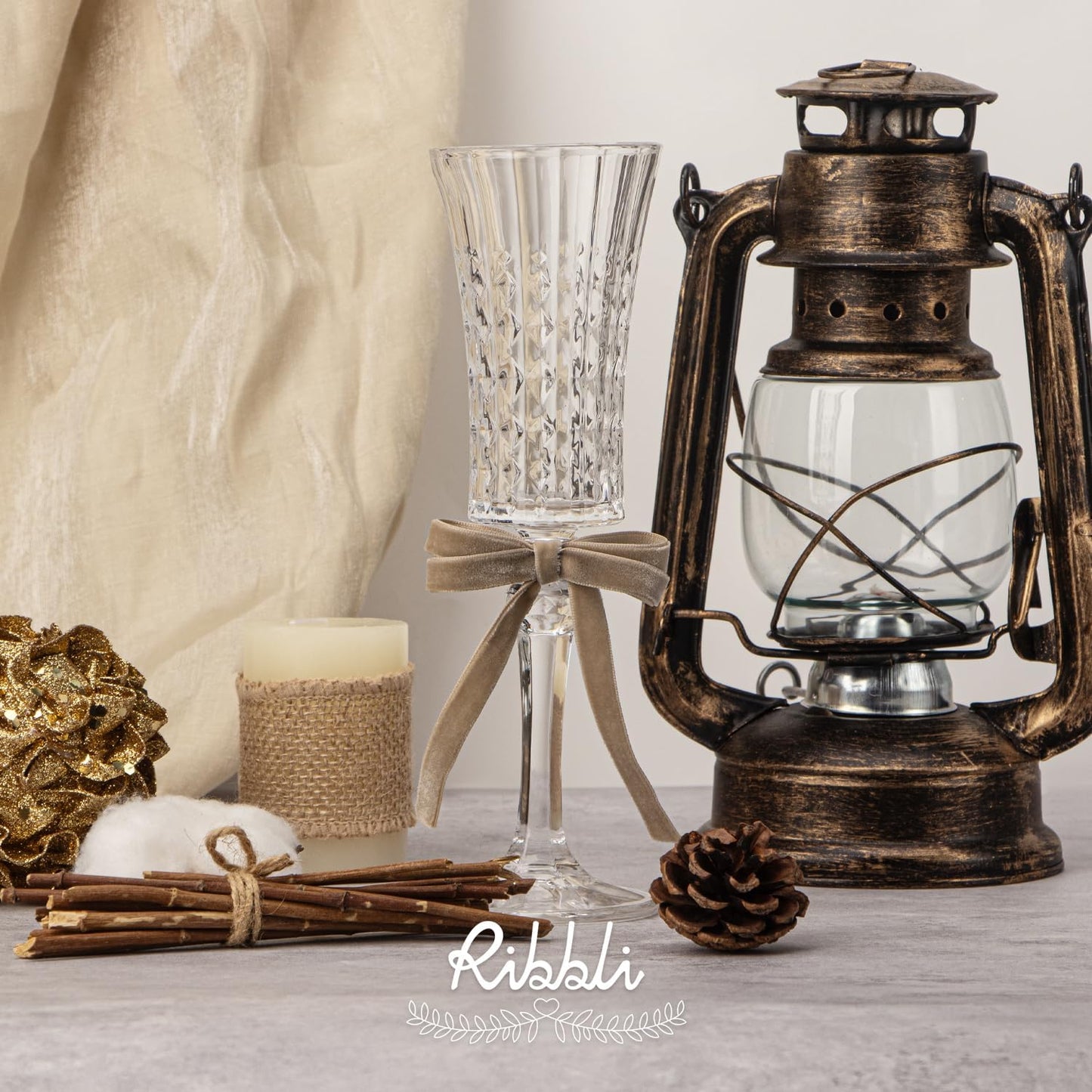 Ribbli Polyester Camel Velvet Ribbon,3/8 Inches Continuous10-Yard Spool,Christmas Ribbon for Gift Wrapping,Floral Bouquets, Home Decor