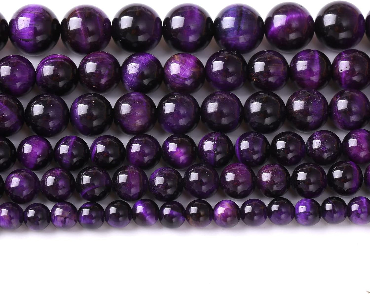 10mm 38pcs A+ Natural Purple Tiger Eye Stone Beads Round Spacer Loose Beads for Jewelry Making DIY Bracelet Necklace 15" Inch