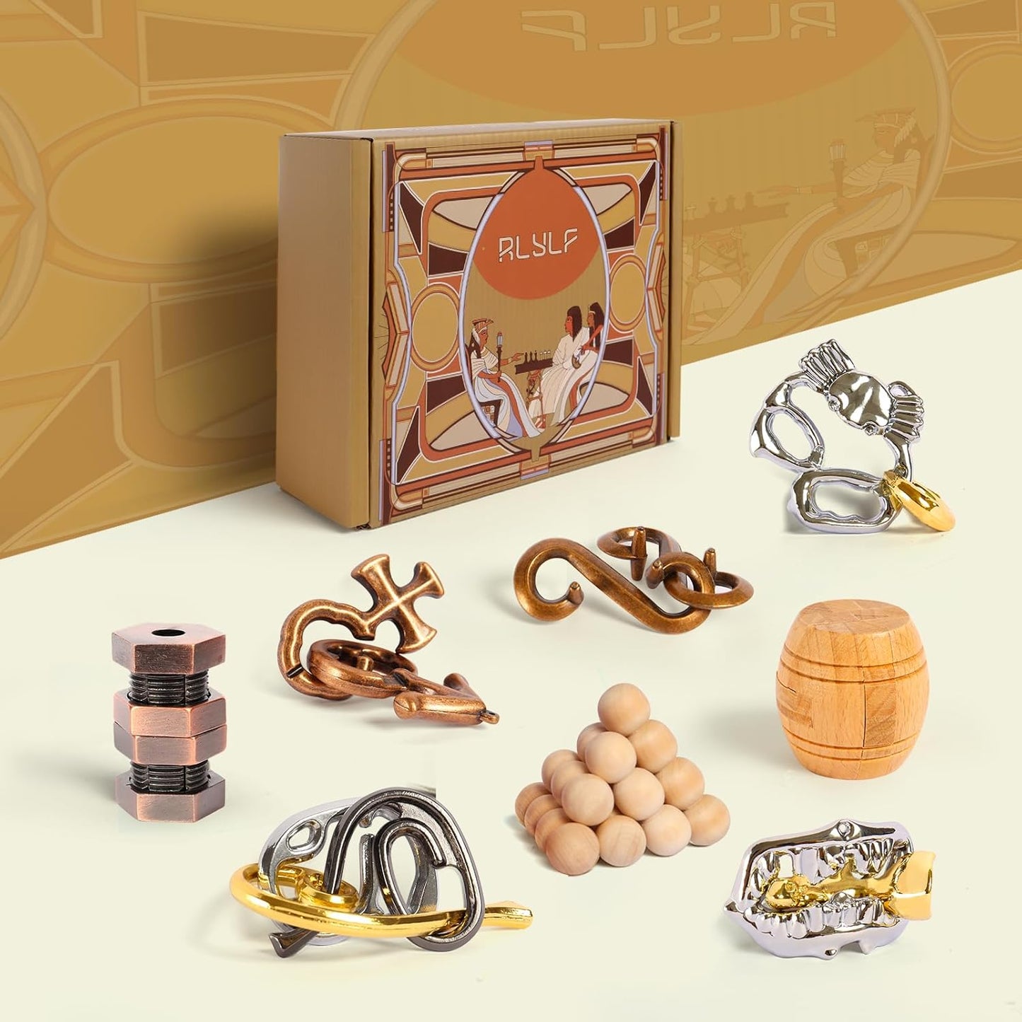 8 Pieces IQ Logic Training Brain Teaser Puzzles for Adults and Kids Family Games Party Favor Coffee Time Challenging Assembly and Disassembly Desk Toys