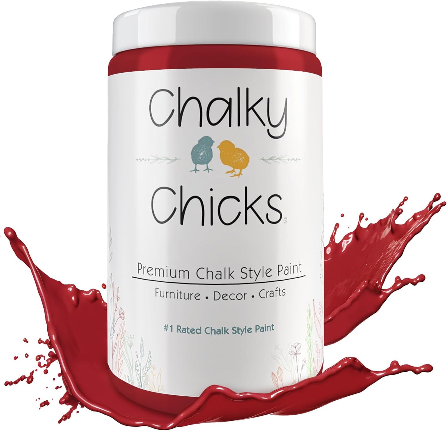 Chalky Chicks All-in-One Chalk Paint for Furniture or Cabinet - 32 Fl Oz - Matte Finish Firecracker (Red) for Metal, Wood Furniture Paint - No Sanding All-in-One for Home Decor & Crafts, USA Made