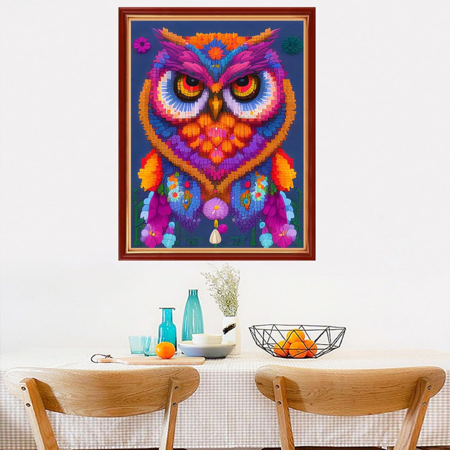 Dimensean Stamped Cross Stitch Kits Full Range of Embroidery Patterns Starter Kits for Beginners Adult or Kids DIY Cross Stitches Needlepoint Kits 11CT-Colorful Owl 15.7x19.7 inch