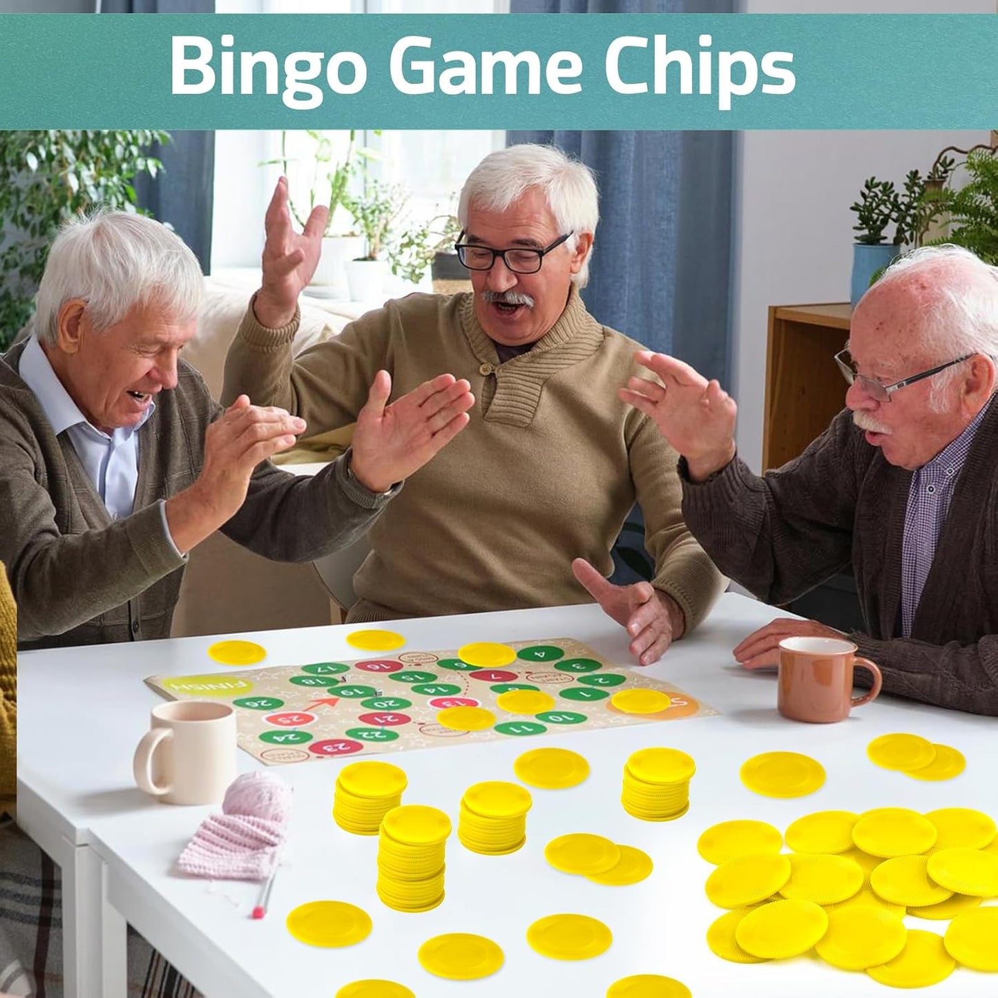 Coopay 1000 Pieces Plastic Poker Chips, Bingo Chips Bulk Learning Counters Disks Poker Card Game, Counting Markers for Math Practice, Game Tokens and Teaching Rewards, 25 mm/ 1 Inch (Yellow)