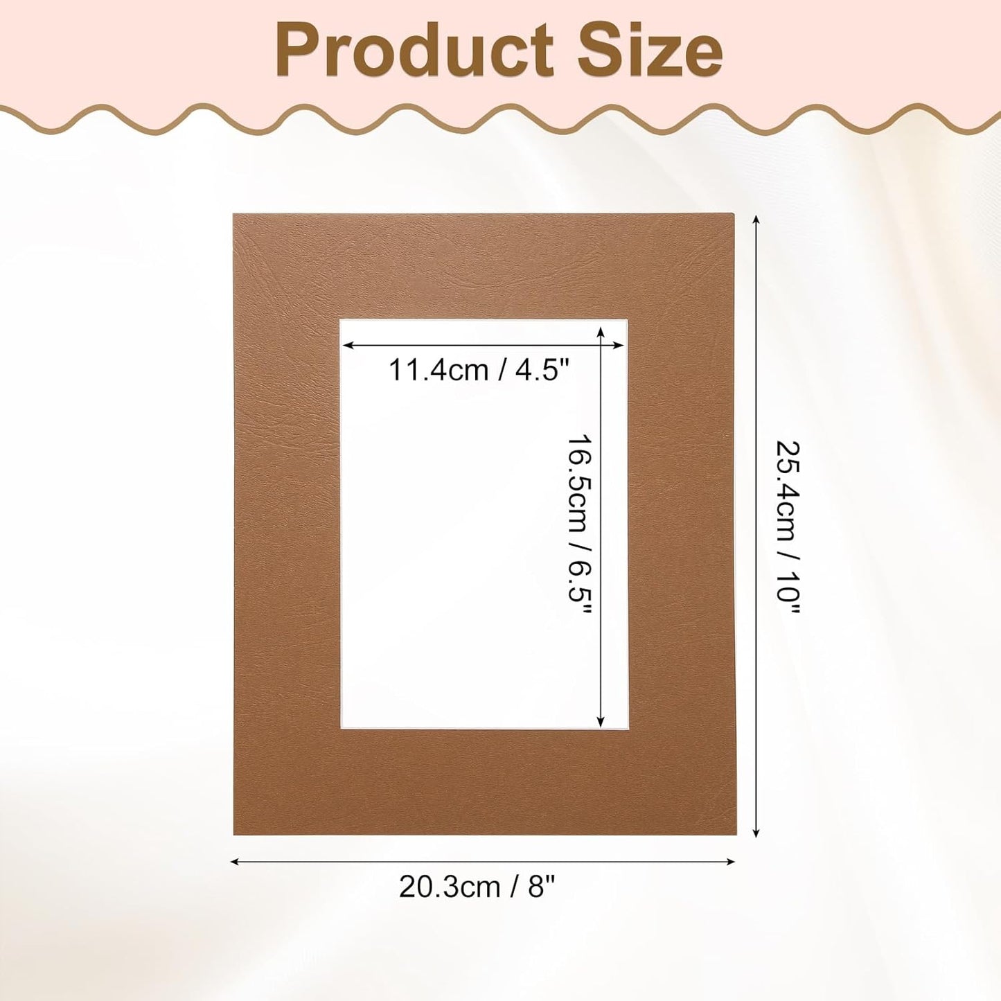 Picture Mats, 8 x 10 for 5 x 7 Pictures Acid Free White Core Bevel Cut Frame Mattes for Display Art Measuring, Dark Brown