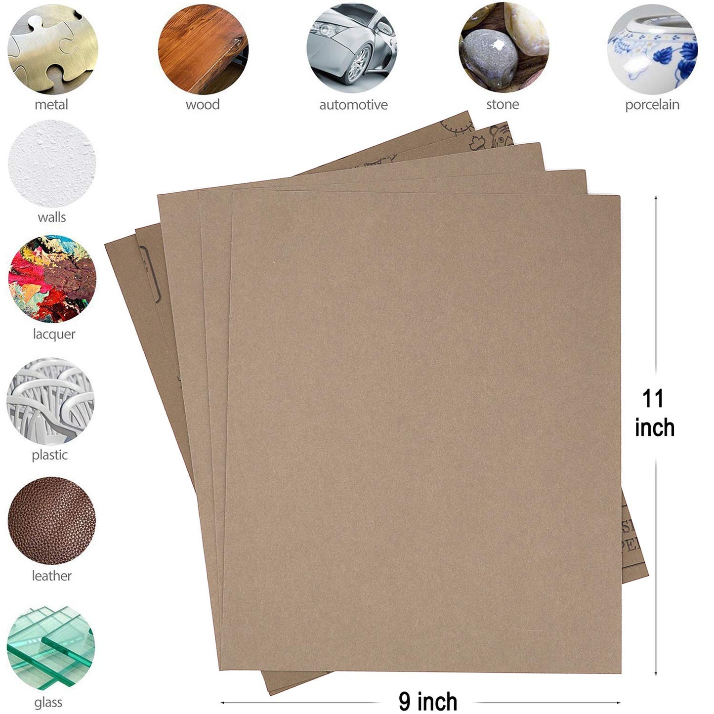 9x11 inch 5 Sheets Sandpaper, Wet or Dry 15000 High Grit Extra Fine Sand Paper, Silicon Carbide Waterproof Abrasive Pads for Automotive Sanding, Wood Turing Finishing, Metal Furniture Polishing