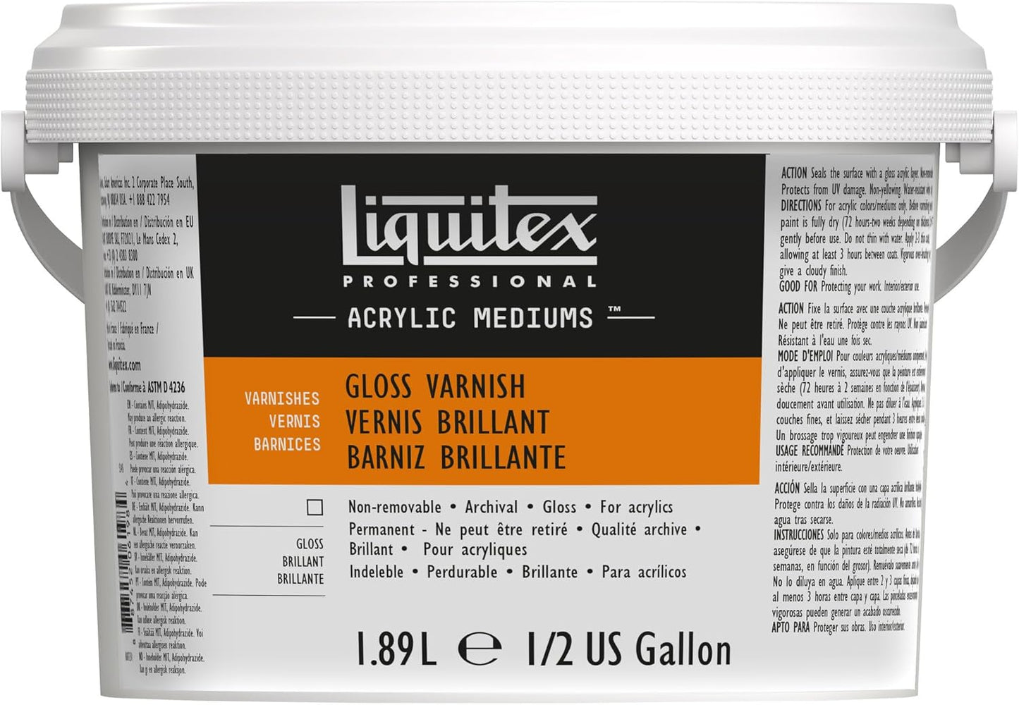 Liquitex Professional Gloss Varnish, Half Gallon Bucket, 1.89 L (64-oz)
