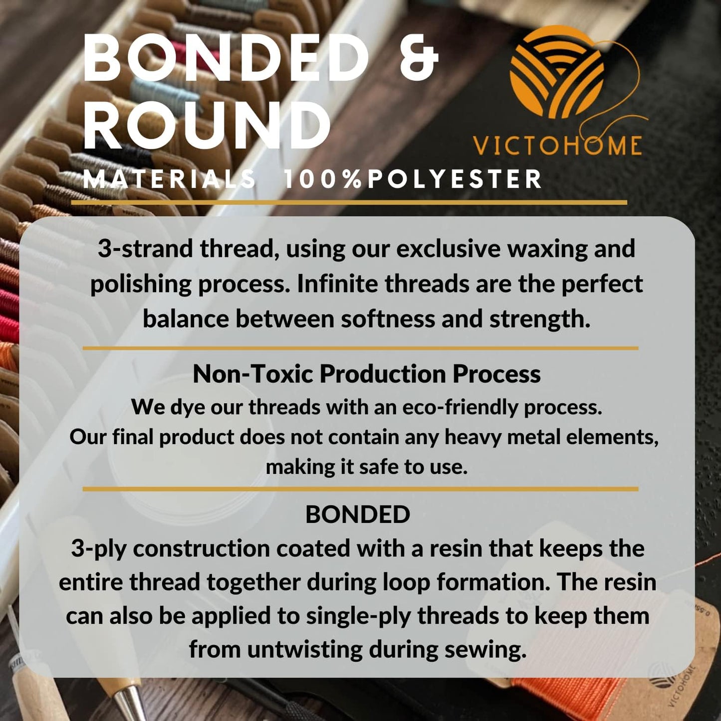 Bonded & Round Waxed Threads, 3-PLY Round Thread 12 Colors 252 Yards - Hand Sewing - All Leather Projects/Crafts/All-Purpose Threads/Macrame/Bracelet (0.55 mm, 21yd/Each)