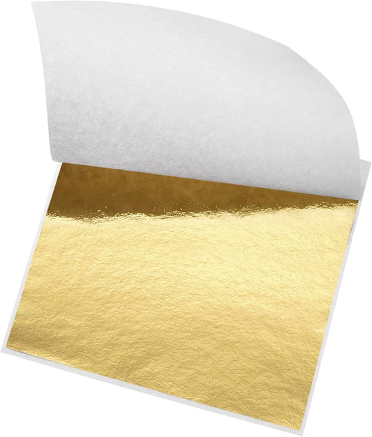 MECCANIXITY Gold Leaf Foil Sheet, Golden Leaf Papers, 3.3 x 3.1inch for Art Decoration, Sculptures, Painting, Pack of 100