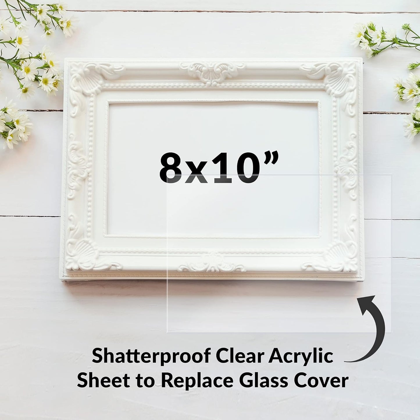 SimbaLux Acrylic Sheet Clear Plexiglass 8” x 10” 0.04” Thick (1mm) Pack of 5 Transparent Plastic Plexi Glass Board with Protective Paper for Photo Frame Replacement, DIY Display Projects, Craft