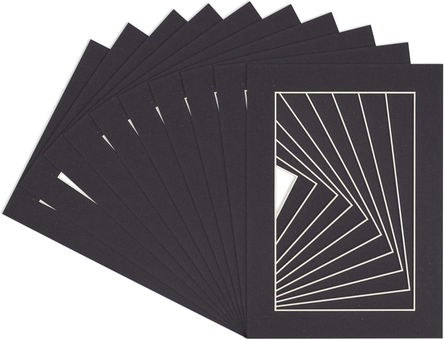 Pack of 25 Acid Free 8x10 Mats Bevel Cut for 5.5x8.5 Photos - Black Precut Matboards for Pictures, Photos, Framing - 4-ply Thickness