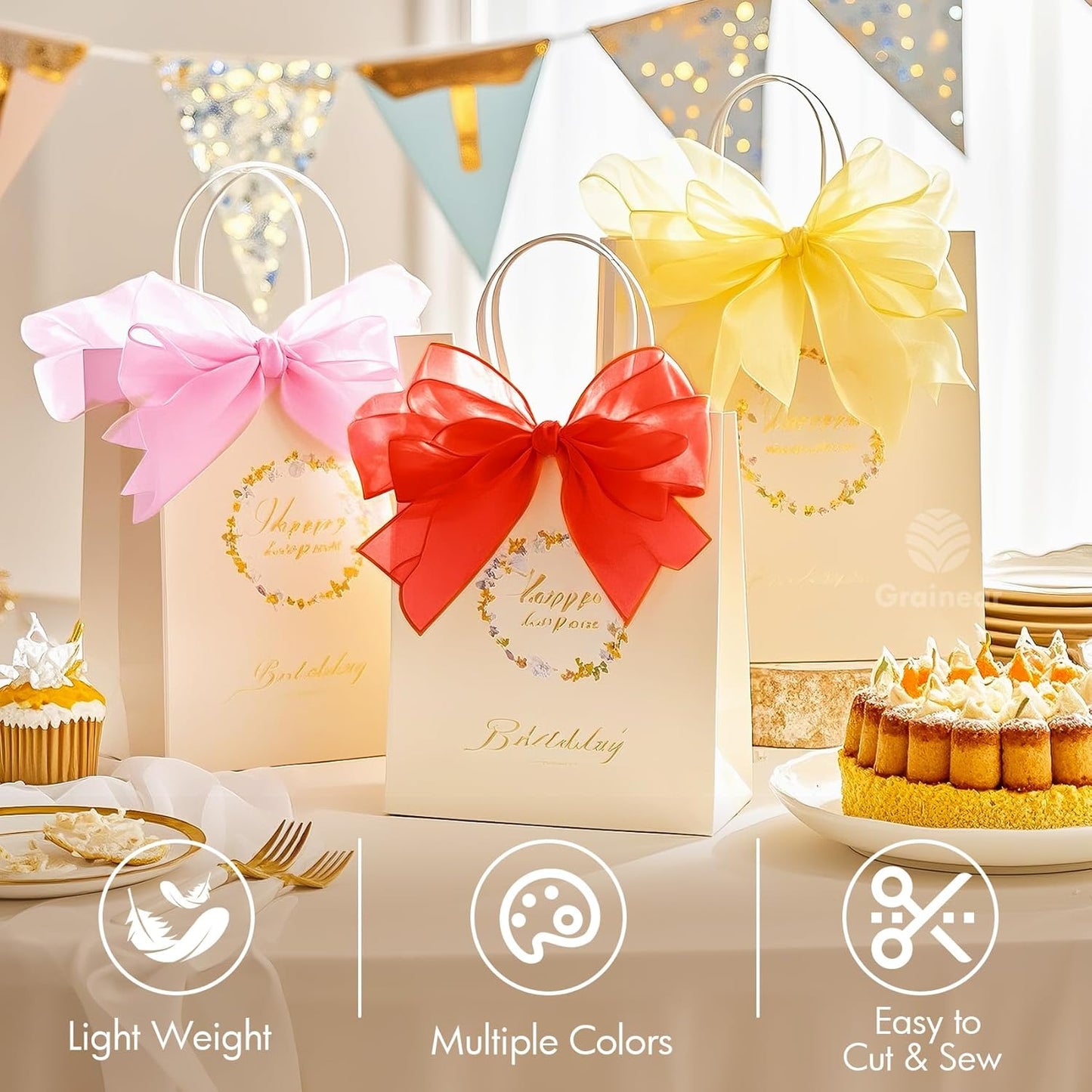 Baby Blue Crystal Organza Fabric – 16" x 5 Yards Lightweight Sheer Tulle for Bows, Tutus, Table Runners, Gift Wrapping, Crafts & DIY Sewing (Folded Package)