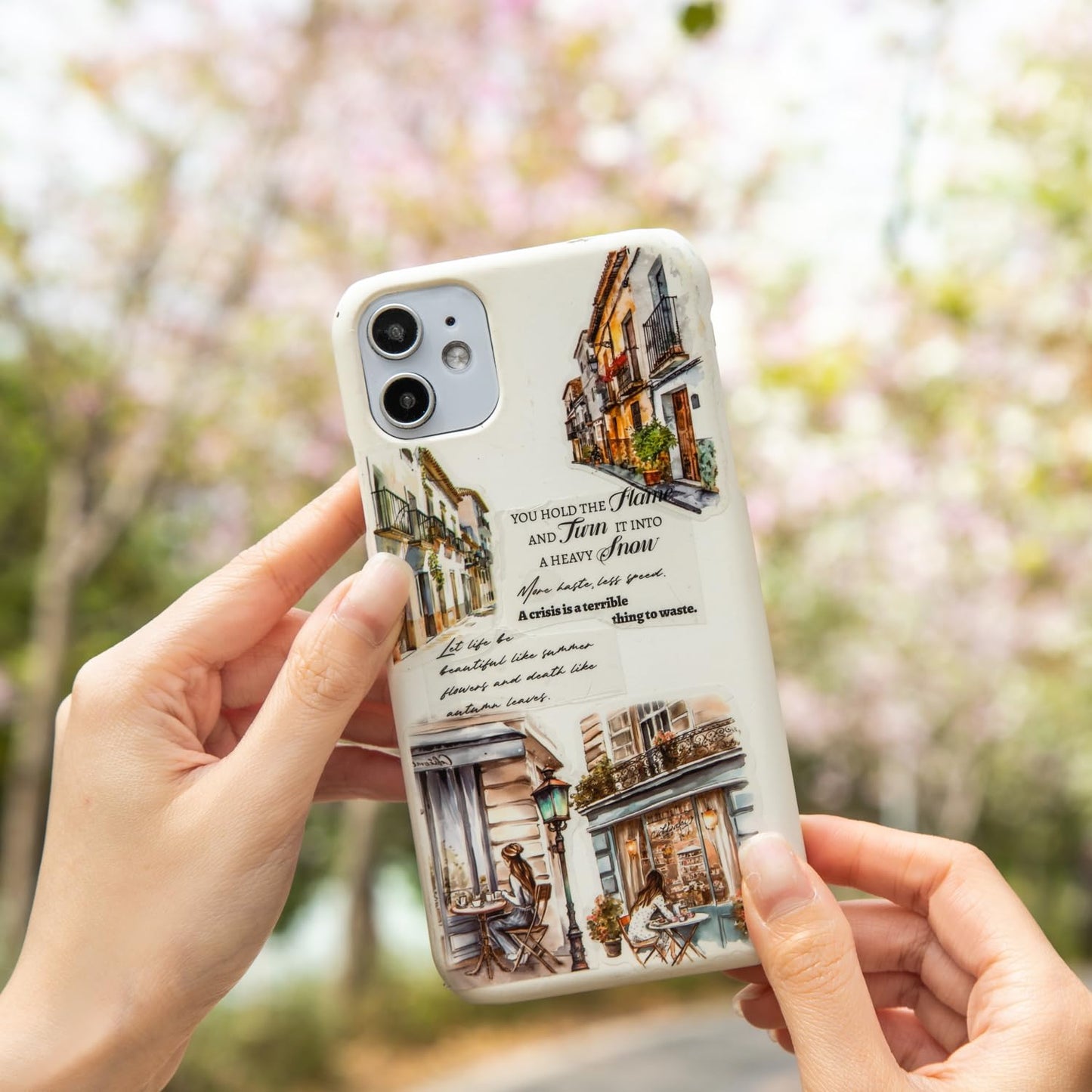 Street Corner PET Tape Set, 6 Rolls Pre-Cut Vintage Cityscape Stickers for Journaling, Scrapbooking, DIY Crafts, Art Supplies